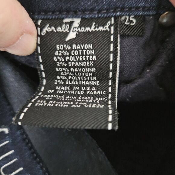 7 For All Mankind The Skinny Jeans Women's 25 (26x28.5) Mid-Rise Dark Wash EUC - Picture 3 of 9
